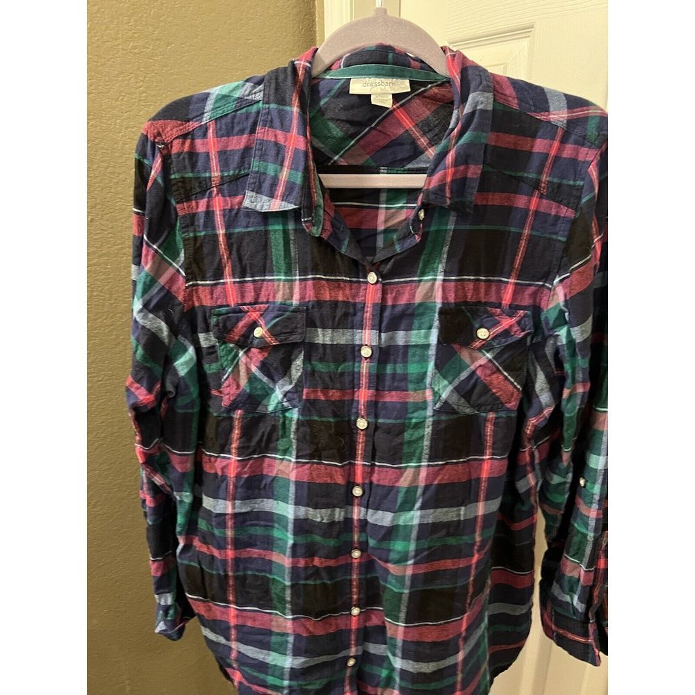 Dressbarn Plus Size Top 1X‎ Cotton Plaid Top